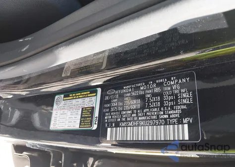 2019 Hyundai Santa Fe Xl Se из США, поврежденный, VIN KM8SMDHF9KU297970